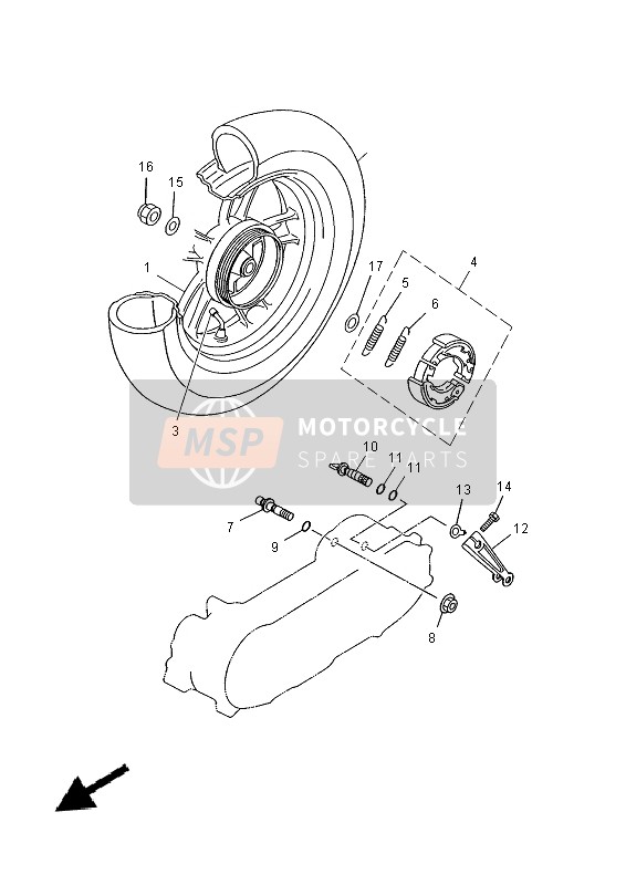 Yamaha YN50FU 2014 Rear Wheel for a 2014 Yamaha YN50FU